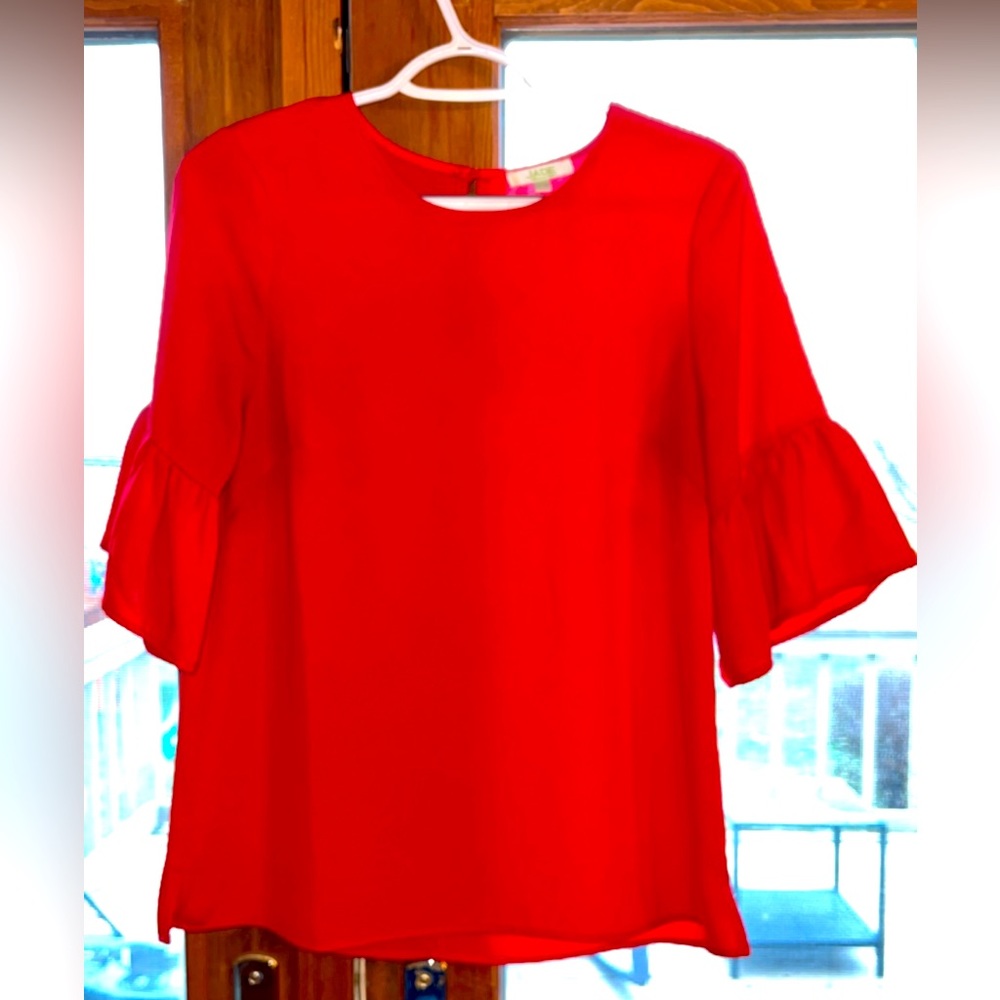 JADE MELODY TAM RED bell sleeve blouse size S